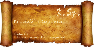 Krizsán Szilvia névjegykártya