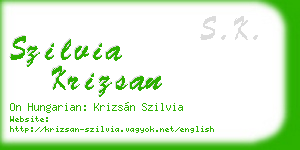 szilvia krizsan business card